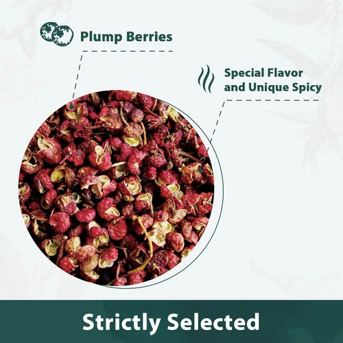 Miniatura 6 de Soeos granos de pimienta Sichuan, 4 onzas (113g), auténtico grano de pimienta rojo Szechuan, efecto adormecedor y hormigueo, menos semillas, sabor