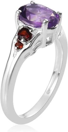 Miniatura 4 de SHOP LC - Anillo de amatista granate 925 de plata de ley 925, anillos de amatista roja y púrpura para mujeres, regalos de cumpleaños para mujeres