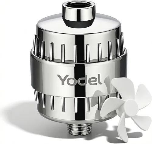 Yodel Filtro de ducha para agua dura, filtro de cabezal de ducha de 25 etapas que elimina el cloro para el cabello y la piel, reduce la piel seca,