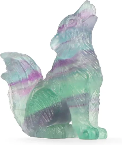 Miniatura 8 de Figuras decorativas de lobo de cola grande de cristal de citrino de 2.0 pulgadas, estatua de lobo, piedras curativas, escultura tallada a mano