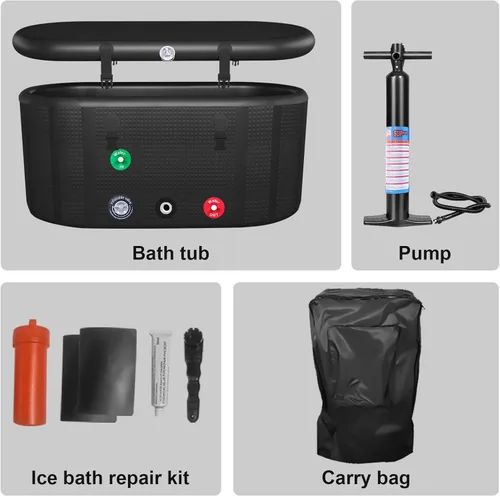 Miniatura 6 de HotMax Bañera de hielo de punto caído para recuperación de 195 galones, compatible con enfriadores de agua, bañera fría con tapa aislada, bañera