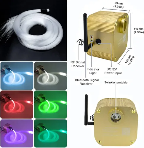 Miniatura 4 de Kits de iluminación de techo con luces de fibra óptica parpadeantes de 16 vatios, control Bluetooth, Azimom, luces de estrella, decoración de techo