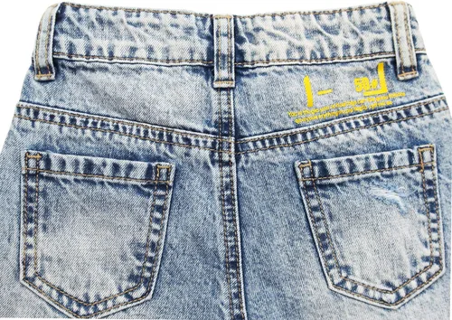 Miniatura 6 de KIDSCOOL SPACE Pantalones de mezclilla rasgados con banda elástica para bebés y niños pequeños