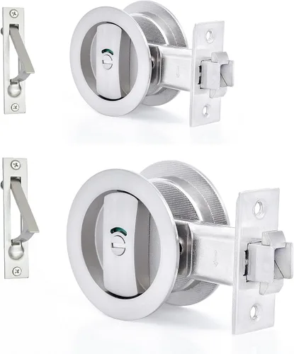 Miniatura 11 de Dontay Cerradura de indicadores codificados por color para puerta de bolsillo, cerradura de manijas de privacidad (cama/baño), fondo de 2-3/8 Negro