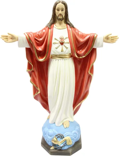 Figura de escultura de estatua italiana de 24 pulgadas, bendición del corazón sagrado de Jesucristo, hecha en Italia