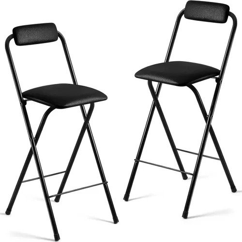 Miniatura 10 de Geelin 4 sillas plegables de 25.6 pulgadas, silla plegable, sillas plegables portátiles con asientos acolchados, barra pequeña, oficina, guitarra