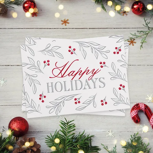 Miniatura 5 de Masterpiece - Tarjetas navideñas plateadas y rojas, juego de 15 tarjetas de Navidad en caja con detalles de aluminio y sobres a juego, tarjetas