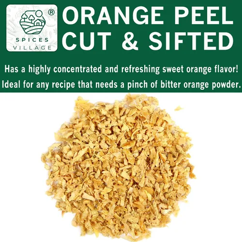 Miniatura 5 de SPICES VILLAGE Cáscara de naranja cortada y tamizada [4 onzas] – Cáscara de naranja seca fresca ralladura y corteza, condimento de frutas cítricas