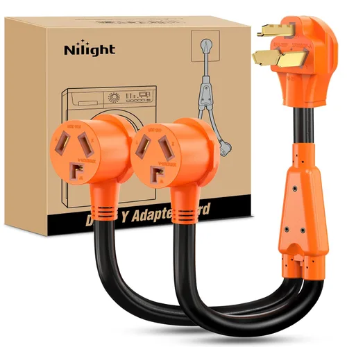 Miniatura 55 de Nilight - 50033R Adaptador de enchufe RV de 18 pulgadas, 50 amperios a 30 amperios, adaptador eléctrico de Dogbone de alta resistencia con mango 115G