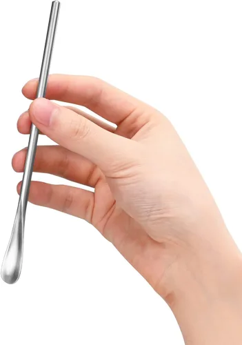 Miniatura 5 de Paquete de 6 cucharas de acero inoxidable 304 de 6.2 pulgadas de mango largo para agitar y mezclar, herramienta de barra reutilizable para café, té