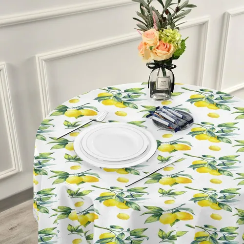 Miniatura 3 de Senya Mantel decorativo con patrón de limón para fiestas de mesa circulares