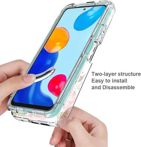 Miniatura 4 de Funda para Redmi Note 11 (4G)/Redmi Note 11S con protector de pantalla de vidrio templado, cuerpo completo, lindo diseño floral, a prueba de golpes