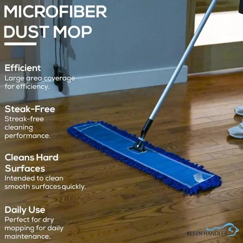 Miniatura 5 de KLEEN HANDLER Paquete de 3 trapeadores de polvo de microfibra de 36 pulgadas, repuesto de cabezal de trapeador comercial lavable grande, barredora
