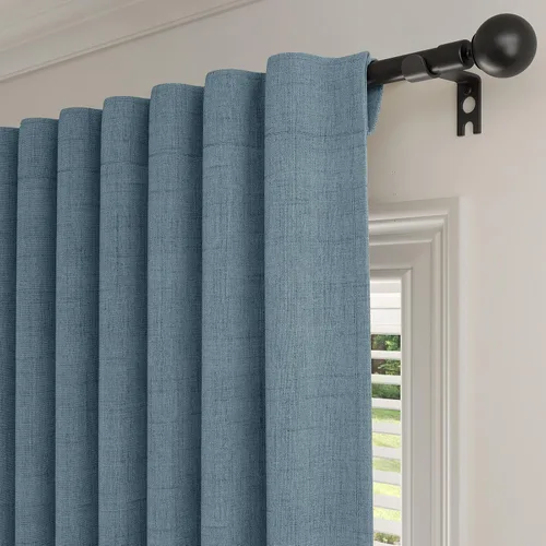 Miniatura 10 de Rinwoc - Cortinas 100% opacas para dormitorio, cortinas con aislamiento térmico de 1.6 m de longitud, 2 paneles, lino texturizado de estilo granja