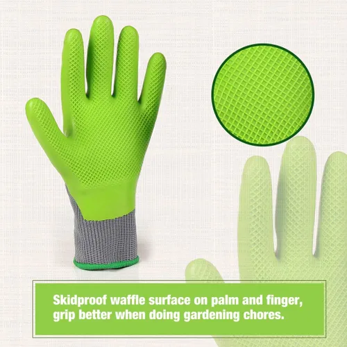 Miniatura 4 de WORKPRO 6 pares de guantes de jardín, guantes de trabajo con revestimiento de palma de látex ecológico, guantes de jardinería, guantes de trabajo