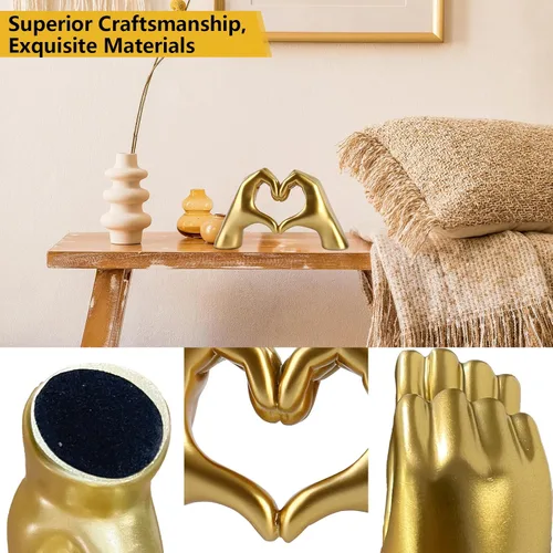 Miniatura 4 de Taylor Lover Merch - Escultura de manos de corazón dorado para decoración de cumpleaños, regalos para sala de estar, dormitorio, estante