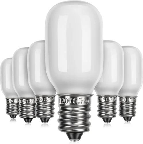 Meonum 6 Piezas Bombillas de Repuesto de Aldea Navideña, Bombillas LED T20 con Base de Candelabro E12, Accesorios de Luz de Repuesto de 0.7 W 120 V