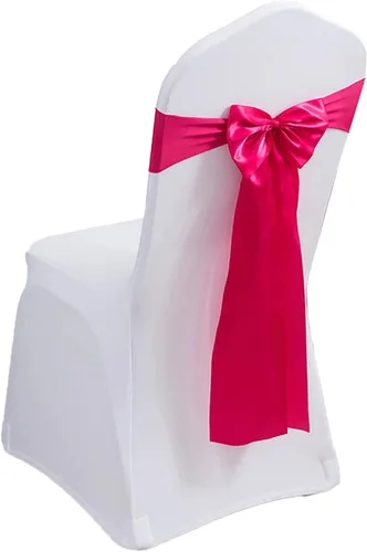 Miniatura 14 de Paquete de 100 bandas de elastano para silla, lazos de satén de color azul para bodas, eventos, banquetes, hoteles, hogar y cocina, 100
