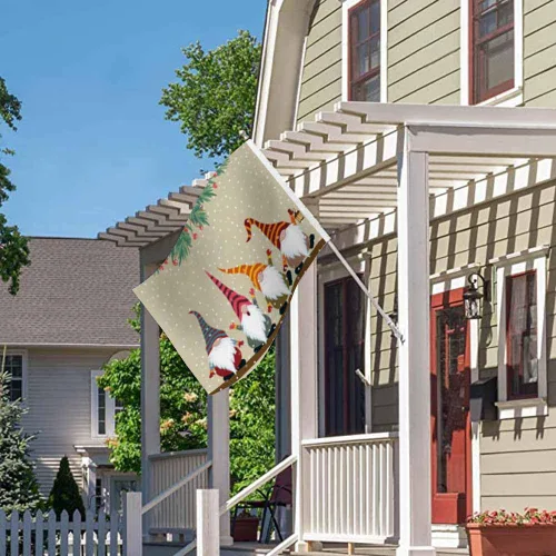 Miniatura 4 de Bandera de gnomos de Navidad de Swono 3x5 pies con gnomo de invierno con sombrero a rayas, bandera para exteriores, bandera decorativa de jardín