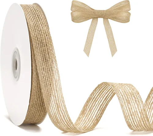 Miniatura 12 de joycraft Cinta de arpillera - 3/8 pulgadas x 20 yardas de yute natural cinta para manualidades Cinta de tela de malla rústica para manualidades