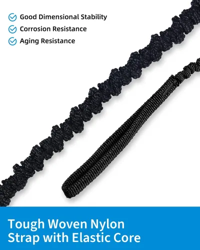 Miniatura 3 de OCEANBROAD Correa de remo de kayak estirable con cuerda de lanyard para SUP, kayak, botes, canoa, caña de pescar, 4-7 pies Negro