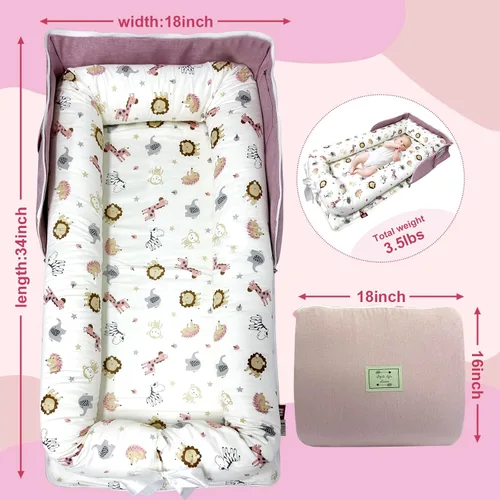 Miniatura 3 de Tumbona de bebé, tumbona portátil plegable para bebés, cubierta de nido de bebé, adecuada para 0-24 meses, tumbona para recién nacidos, nido de bebé