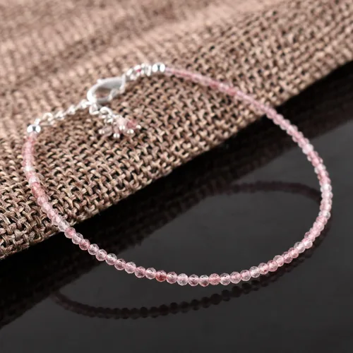 Miniatura 65 de Natural Gemstone Micro Round Beads Dainty Choker Bangle Bracelet, Handmade Jewelry for Women, Healing Chakra Crystals Silver Plated Chain 8 inch