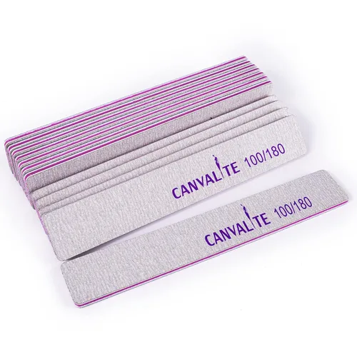 Canvalite 12 limas de uñas gruesas de grano 100/180 para uñas acrílicas, lima de uñas profesional, reutilizable, tablero de esmeril, herramientas de
