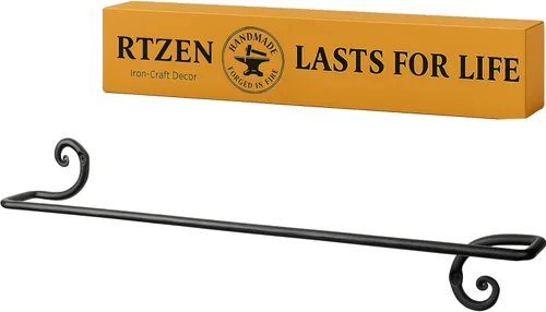 Miniatura 9 de RTZEN Farmehouse Soporte para Toallas de Baño - Barra Vara para Toallas de Hierro Forjado Metal Mate Negro para Montaje en Pared - Barra Colgante
