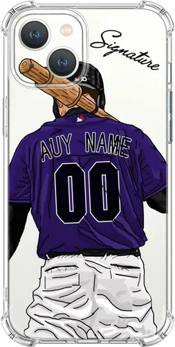 Miniatura 14 de Funda de béisbol transparente con nombre y número personalizados para iPhone 17 Air 16 15 Pro Max 14 13 Mini 12 11 Xs Xr SE3 8 7 6 Plus, con 4