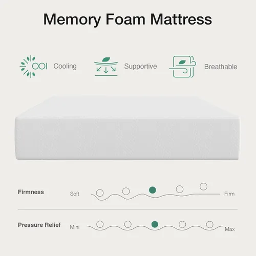 Miniatura 8 de Novilla Colchón tamaño Queen de 5 pulgadas, colchón de espuma viscoelástica de gel para dormir fresco por la noche y aliviar la presión, colchones