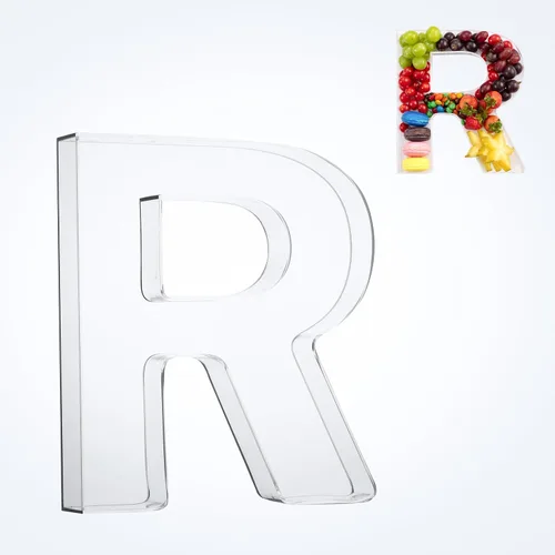 Miniatura 23 de Bandeja de 11" de Acrílico con Letras y Números – Bandeja Reutilizable y Rellenable para Aperitivos de Charcutería, Caja de Servir Postres