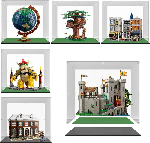 Miniatura 10 de Vitrina de acrílico Cubo de 15 x 8 x 8 pulgadas, caja de exhibición de acrílico de 0.118 in de grosor con base de madera negra, escaparate