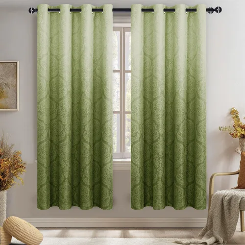 Miniatura 15 de DWCN - Cortinas blackout para dormitorio, diseño de damasco con aislamiento térmico y ojales, para sala de estar, juego de 2 paneles de cortina Gris