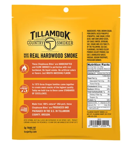 Miniatura 2 de Tillamook Country Smoker Bocadillos de carne seca de cerdo, bocadillos de chofón para ahumadores campestres, cortes tiernos teriyaki al