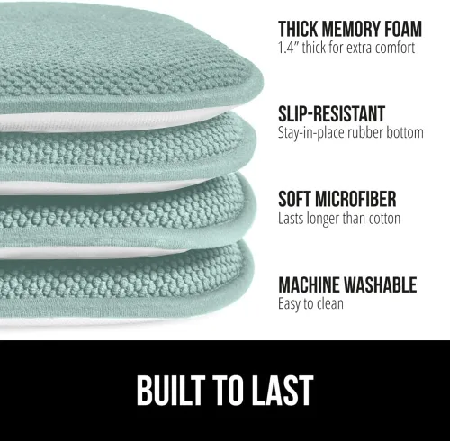 Miniatura 2 de Gorilla Grip - Cojines de espuma viscoelástica para silla, comedor, mesa de cocina, sillas de oficina, se mantienen en su lugar, de microfibra