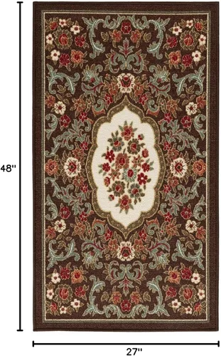 Miniatura 2 de Antep Rugs - Alfombras antideslizantes (no se desliza) 2 x 4 con respaldo de goma con diseño floral moderno de bajo perfil para cocina