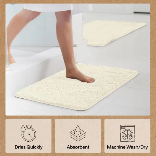 Miniatura 130 de Gorilla Grip - Tapete de baño de felpilla gruesa, suave y absorbente, secado rápido, de microfibra, con reverso de caucho, para piso de ducha, Nube