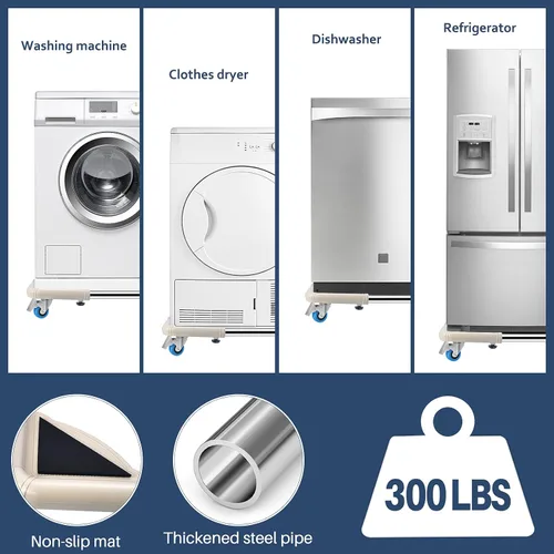 Miniatura 3 de SPACECARE Soporte para Mini Nevera Mueble Carrito Móvil con 4 Ruedas con Seguro - Base Ajustable Soporte para Refrigerador Lavadora Carrito Móvil