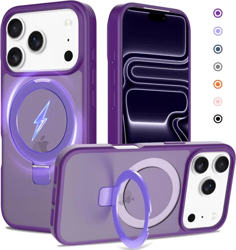 Miniatura 35 de Funda con soporte ultra magnético para iPhone 17 Pro Max [protección militar contra caídas] [compatible con MagSafe] a prueba de golpes, translúcida