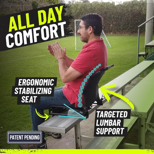 Miniatura 4 de STRONGBACK Lumbar Support Stadium Seat for Bleachers – Ergonomic Chair with Back Support for Adults & All-Day Comfort Negro/Gris