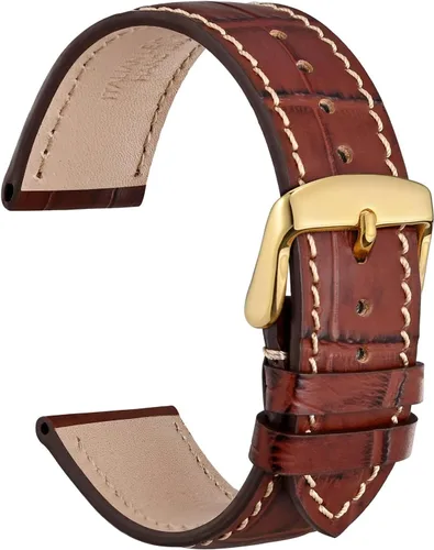 Miniatura 29 de WOCCI - Correas para reloj de cuero italiano, grano de cocodrilo en relieve, elige color y ancho 14 mm 18 mm 19 mm 20 mm 21 mm 22 mm, Negro