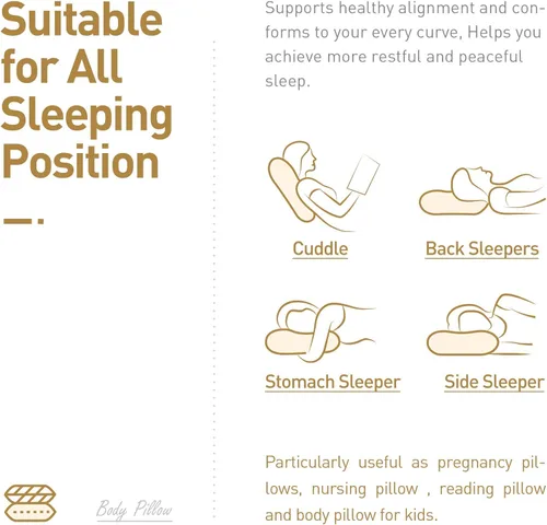 Miniatura 7 de Acanva - Almohada de cuerpo esponjosa para adultos y embarazo, suave y larga, inserto de almohada completa para dormir de lado