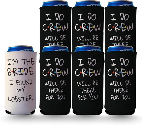 Miniatura 10 de VictoryStore Enfriadores de latas SLIM: enfriadores de latas Bachelorette SLIM I Do Crew Found My Lobster Skinny Can Coolers 6 Damas de honor