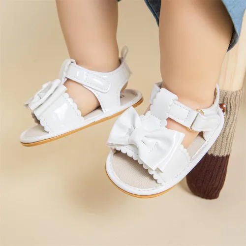 Miniatura 27 de Meckior Sandalias de verano con punta abierta y suave de piel sintética para bebés y niñas pequeñas