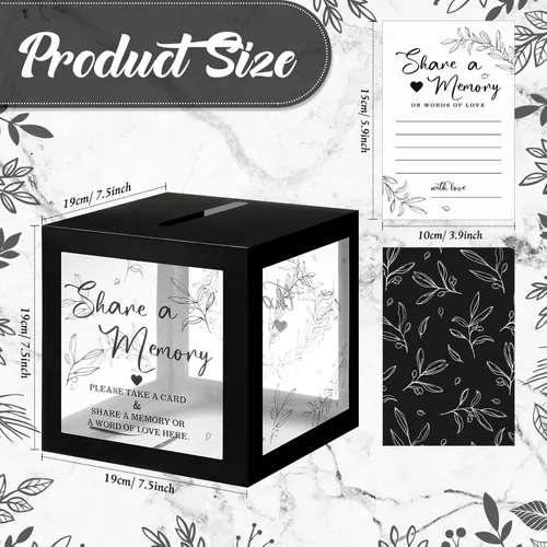 Miniatura 2 de Pajean - 50 tarjetas de memoria para celebrar la vida, caja de tarjetas con ventanas transparentes, caja de memoria para funeral, boda, cumpleaños