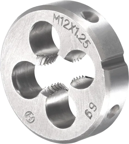 Miniatura 4 de uxcell M12 x 0.049 in Juego de llaves métricas y troqueladoras, rosca de máquina con troquel de roscado redondo, kit de grifo y troquelado