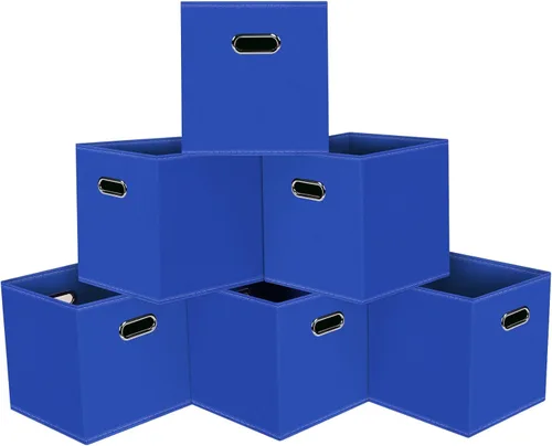 Miniatura 8 de Cubos de Almacenamiento Plegables Negros, Cajas de Almacenamiento de Tela, Organizadores de Cubos con Asas Duales para Organizador del Hogar, Juego