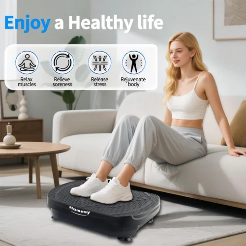 Miniatura 12 de Homesy Vibration Plate Exercise Machine, Vibrating Plate for Lymphatic Drainage, Full Body Shake Platform Board for Home Fitness and Fat Burning