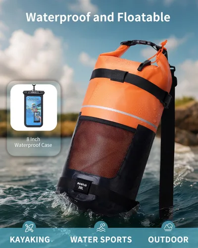Miniatura 3 de ECOHUB - Bolsa seca impermeable para mujeres y hombres, 5 L/10 L/20 L, ligera, con tapa enrollable, mochila de almacenamiento seca para viajes